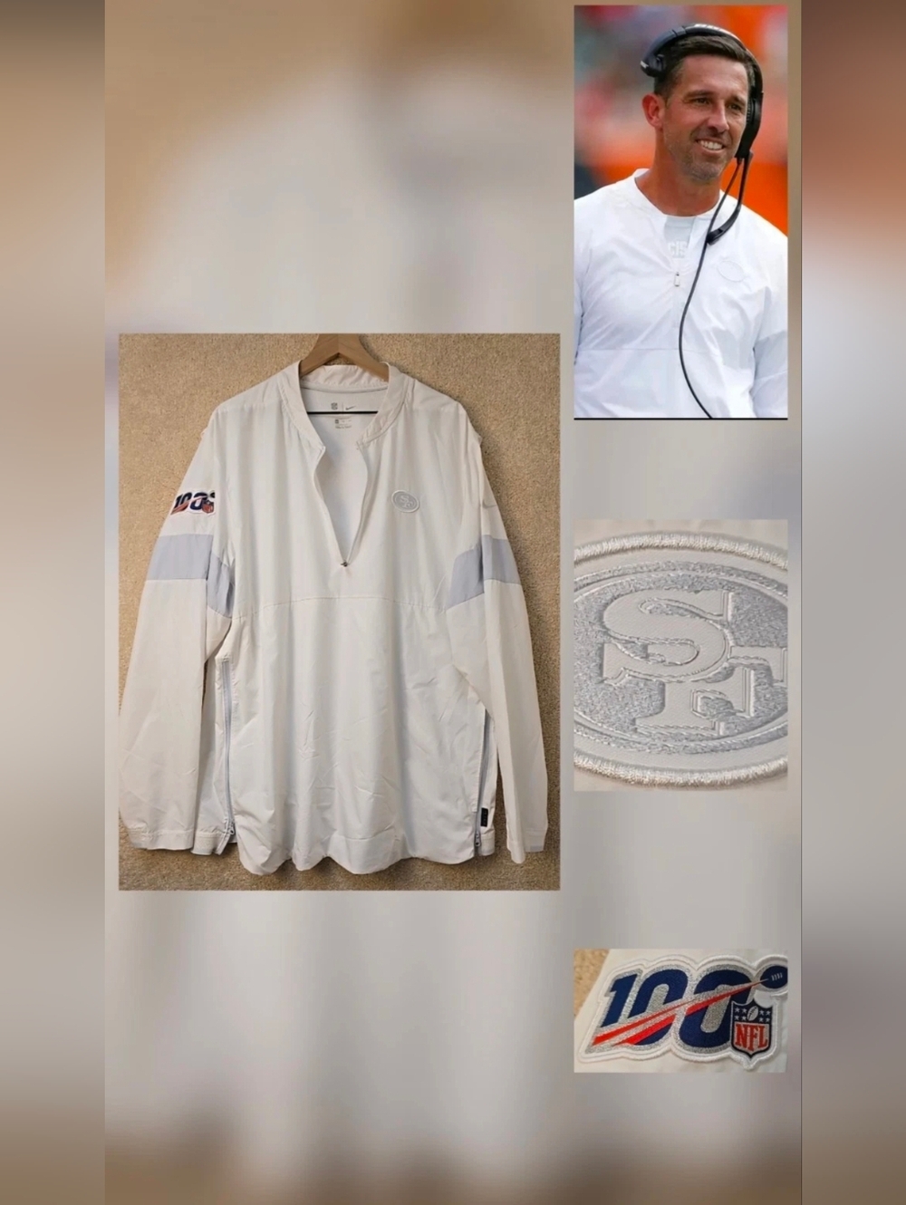 NIKE San Francisco SF 49ers 100 Anniversary Coaches Pullover Jacket MEN XXL